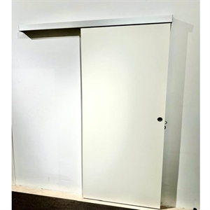 Glat kompakt skydedør m/sølv kappe - 2 vejs softclose